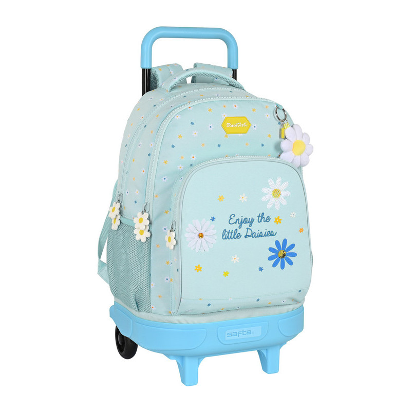 MOCHILA GDE C/RUEDAS COMPACT EXTRAIBLE RECICLABLE BLACKFIT8 "DAISIES" 642240918 45*33 SAFTA22