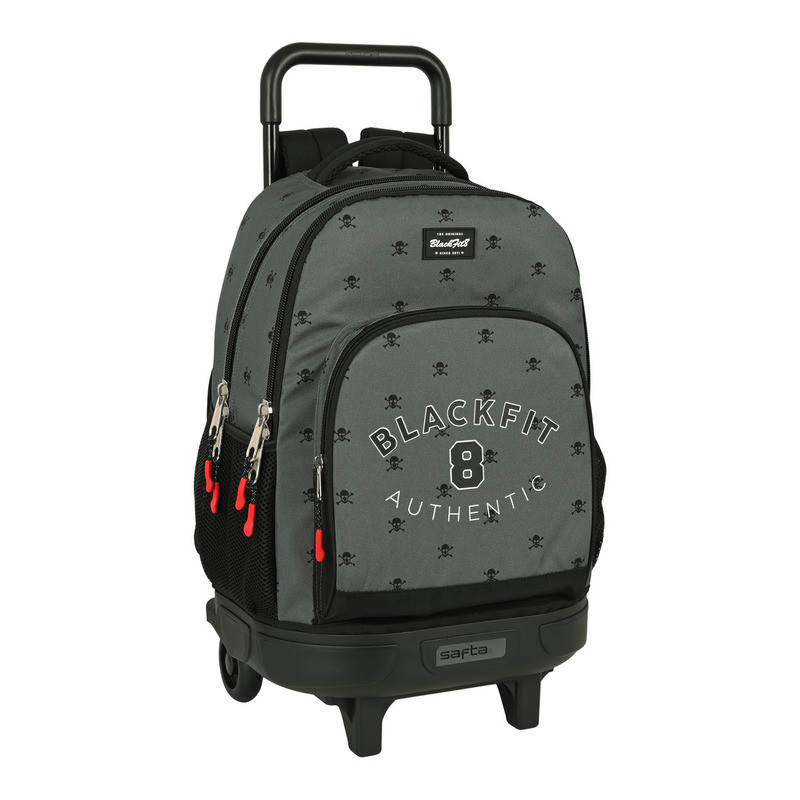 MOCHILA GDE C/RUEDAS COMPACT EXTRAIBLE RECICLABLE BLACKFIT8 "SKULL" 642241918 45*33 SAFTA22
