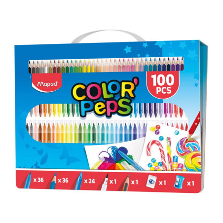 JUEGO MAPED COLOR PEPS MALETIN 100 PIEZAS 907003