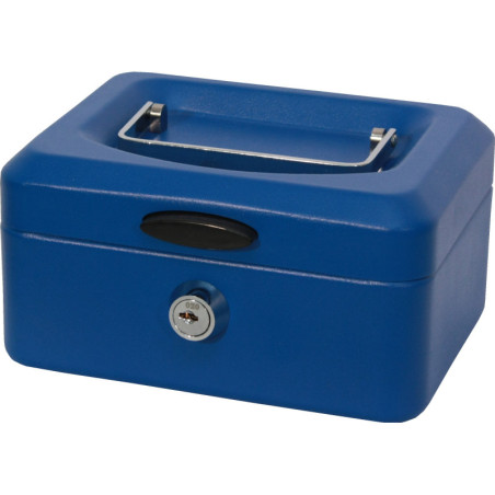 CAJA CAUDALES C/BANDEJA Y CIERRE PEQUEÑA AZUL POESSA