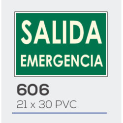 LETRERO PVC 21*30 SALIDA EMERGENCIA LUMINISCENTE MOD 606