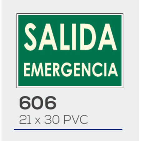 LETRERO PVC 21*30 SALIDA EMERGENCIA LUMINISCENTE MOD 606