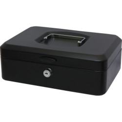 CAJA CAUDALES C/BANDEJA Y CIERRE GRANDE NEGRA POESSA