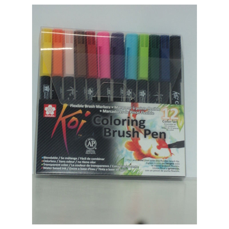 ROTULADOR KOI SAKURA COLORING BRUSH PEN 12 COLORES XBR-12A PUNTA PINCEL TALENS