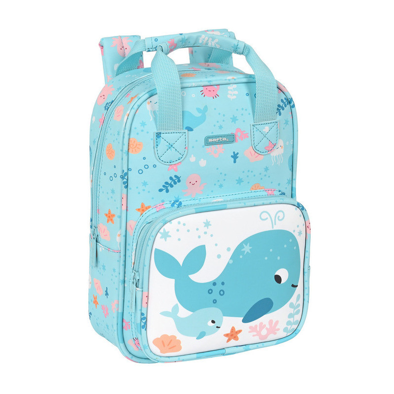MOCHILA INFANTIL CON ASAS FACIL LIMPIEZA PREESCOLAR "BALLENITA" SAFTA22 VAC 642289765