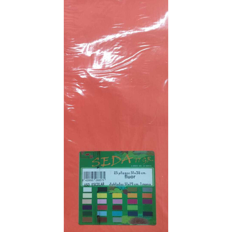 PAPEL SEDA FLUOR NARANJA 51*38 BOLSA 25H CNSL 6857