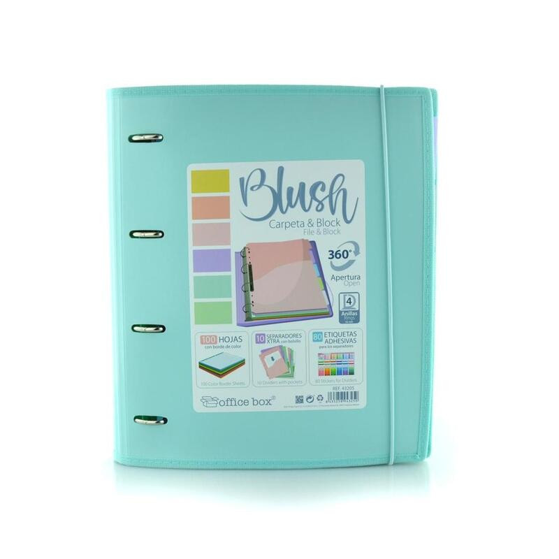 CARPEBLOC 4A 35MM OFFICEBOX PP BORDE TELA C/GOMA AZUL UNIDAD 43205AB