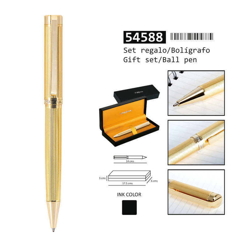 BOLIGRAFO PERONA METAL RELIEVE ORO C/ESTUCHE 54588