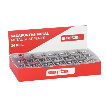 EXPOSITOR 36 PCS. SACAPUNTAS METAL SAFTA SAFTA26 3422051050 10X16 UNIDAD