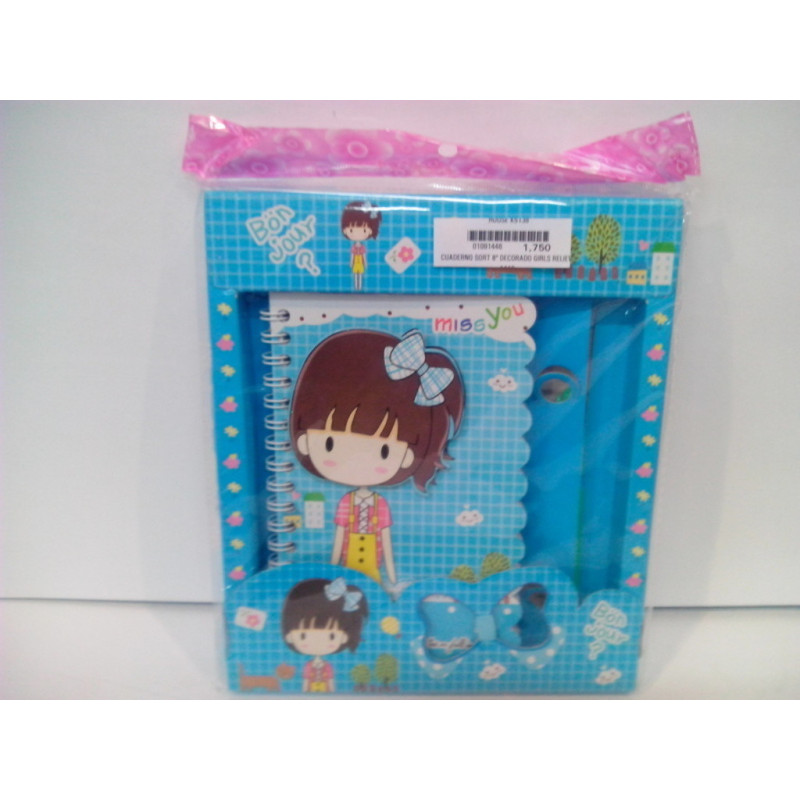 CUADERNO SORT 8º DECORADO GIRLS RELIEVE 1446 ^