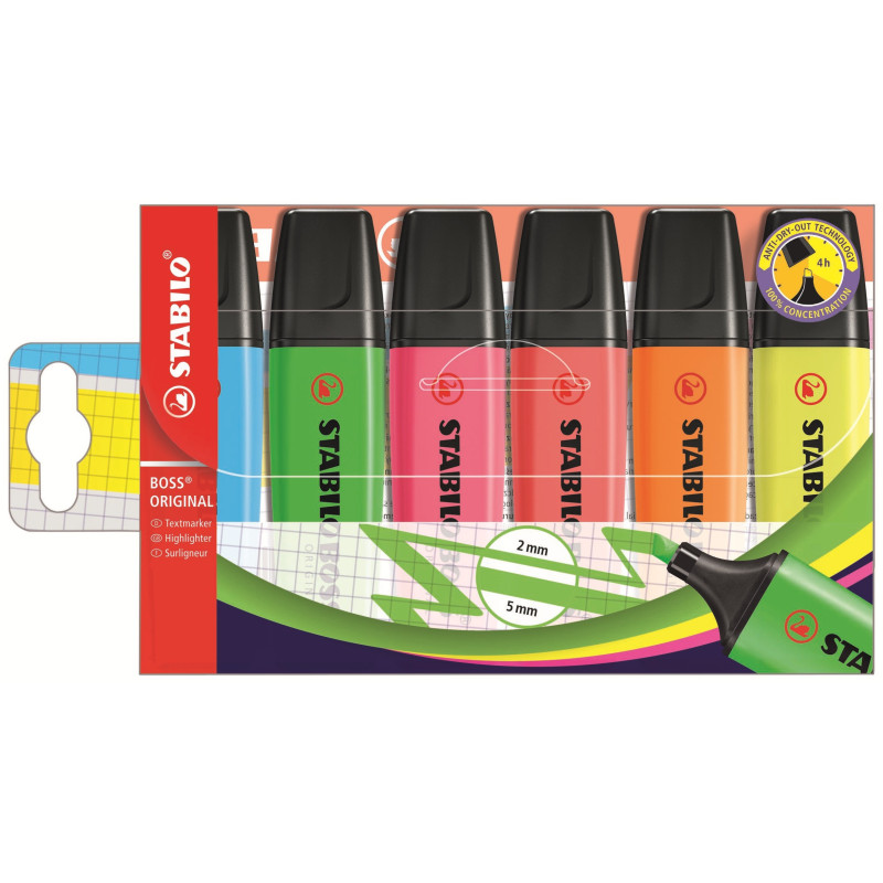 MARCD.ES FLUORESCENTES STABILO BOSS caja 6UDS (AM,NJ,VD,RS,AZ,RJ)