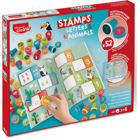 JUEGO MAPED CREATIV SELLOS LETRAS Y ANIMALES 52 SELLOS 907060