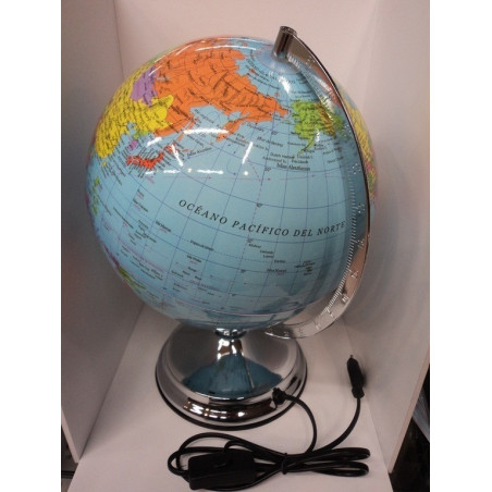 ESFERA LUMINOSA POESSA BASE METAL AZUL 26CM  320073 ^