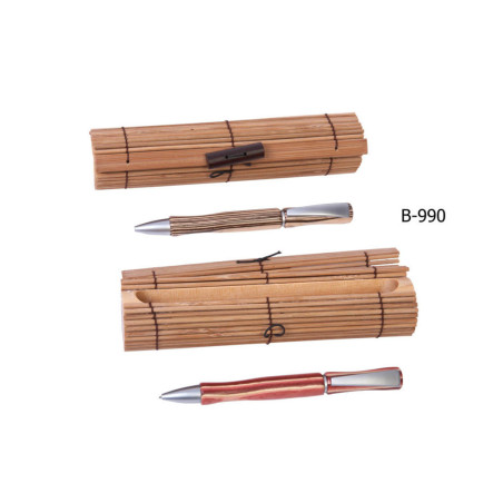 BOLIGRAFO ALEX BOG MADERA TROPICAL ZEBRA ESTUCHE BAMBOO 2COL. B990 ^