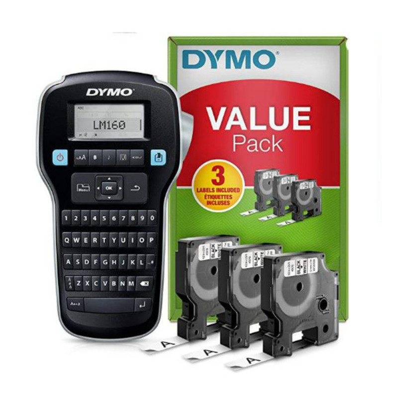 MAQUINA ROTULAR DYMO LABELMANAGER 160 + 3 CINTAS 12MM NEGRO/BLANCO 20785030