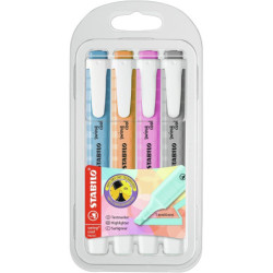 MARCD. FLUORESCENTE SWING COOL PASTEL caja 4 UDS AZ,NRANJ,FUCS Y GRIS STABILO