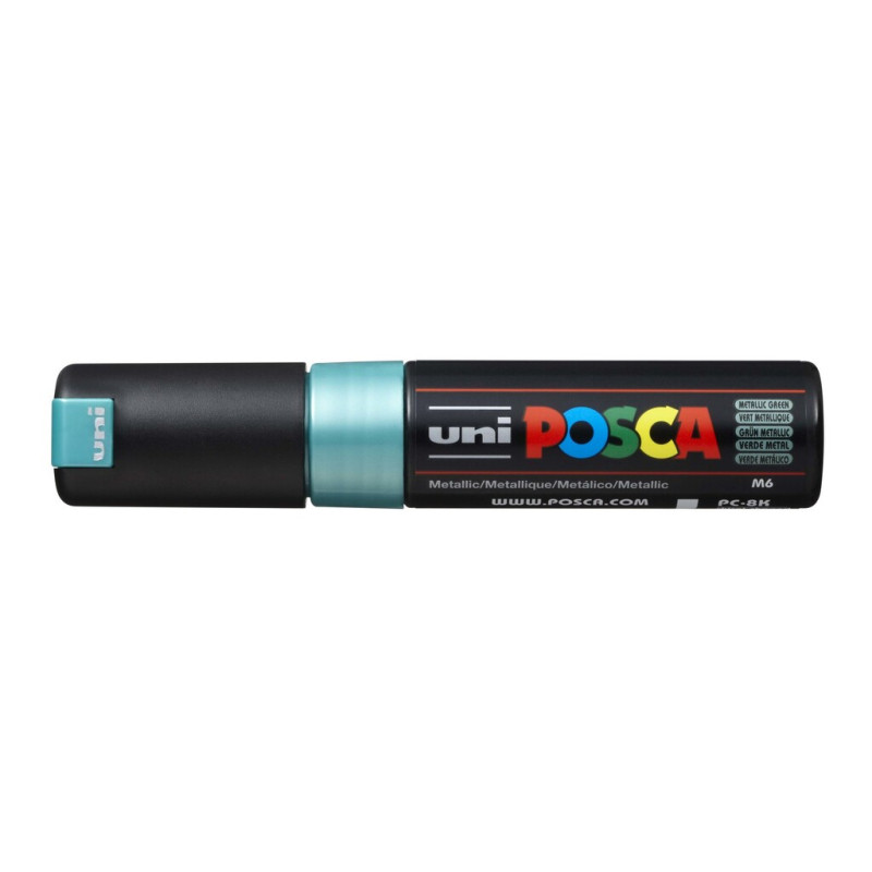MARCADOR UNI-BALL POSCA PC-8K BISEL GRUESO 8MM VERDE METALICO -M6-