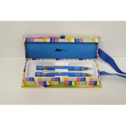 JUEGO LEBER BOLIGRAFO PORTAMINAS 0,5 ALU GRIP AZUL 92.348-02