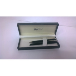 JUEGO LEBER BOLIGRAFO PLUMA METALICO NEGRO 97.240 01 ^