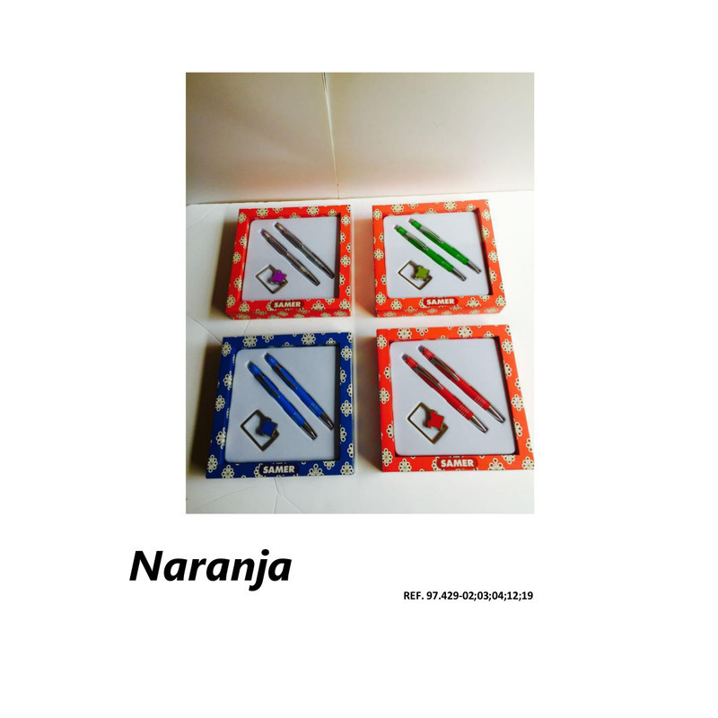 JUEGO BOLI LAPIZ LEBER METAL LLAVERO ESTUCHE 97.429-12 NARANJA