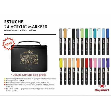 ESTUCHE ARTIST 24 MARCADORES ACRILICOS SURTIDOS ALEX BOG AB-0624