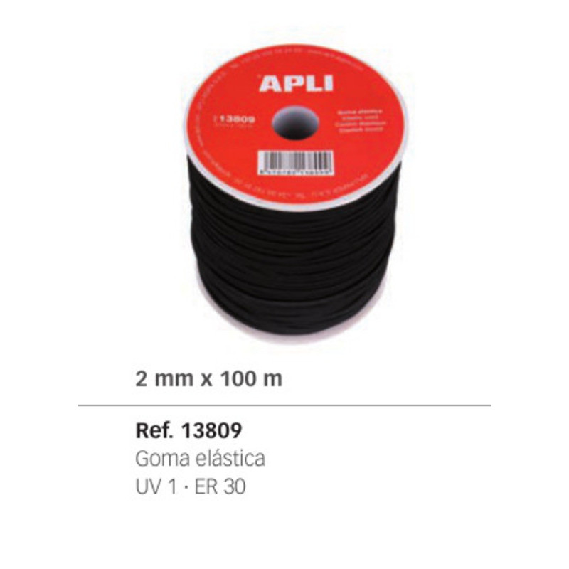 CUERDA GOMA ELASTICA APLI 2*100M BOBINA REF 13809