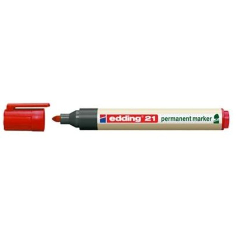 MARCD. EDDING Nº  21  PLASTICO RECICLADO ROJO C/10U ^