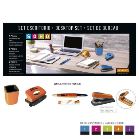 JUEGO OFICINA SENFORT19 SOHO 4 PIEZAS COLOR NARANJA 20884
