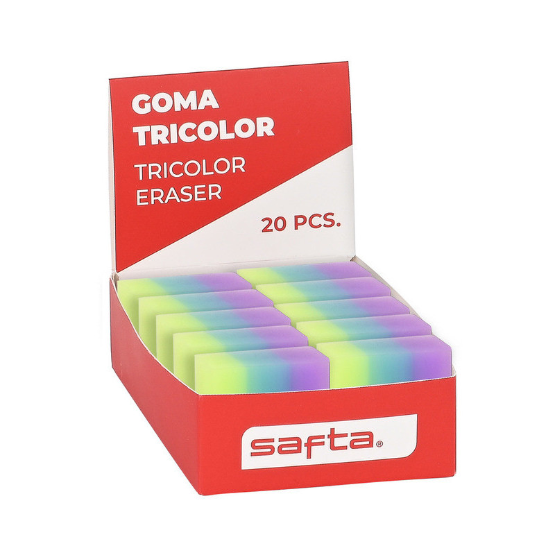EXPOSITOR 20 PCS. GOMA PVC TRICOLOR SAFTA SAFTA26 3422051078 3X8 UNIDAD
