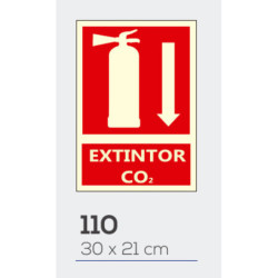 LETRERO PVC 30*21 EXTINTOR CO2 LUMINISCENTE MOD 110