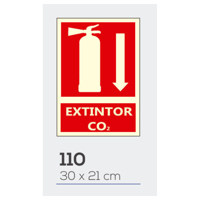 LETRERO PVC 30*21 EXTINTOR CO2 LUMINISCENTE MOD 110
