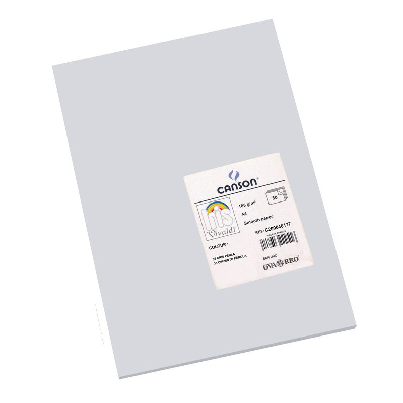 CARTULINA CANSON GUARRO IRIS A-4 GRIS PERLA 35 PTE 50U