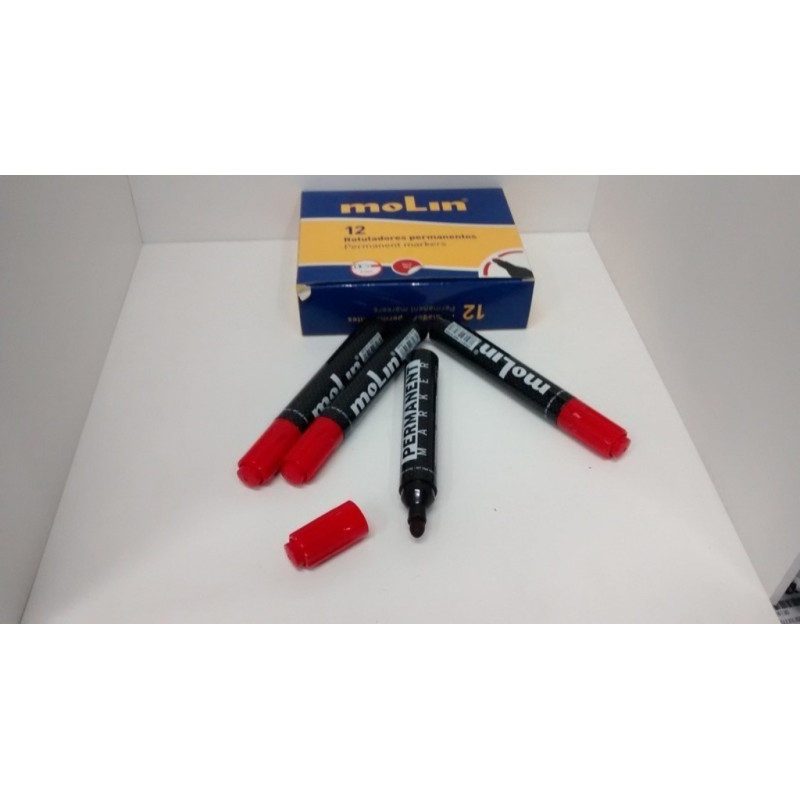 MARCD. MOLIN PERMANENTE PUNTA REDONDA 3MM ROJO C/12U