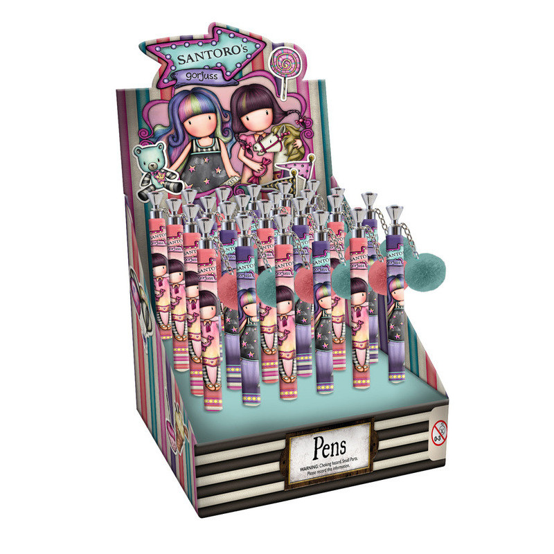 DISPLAY 24 BOLIGRAFOS POM POM GORJUSS™ FAIRGROUND "CAROUSEL" SAFTA23 ENERO 681GJD03