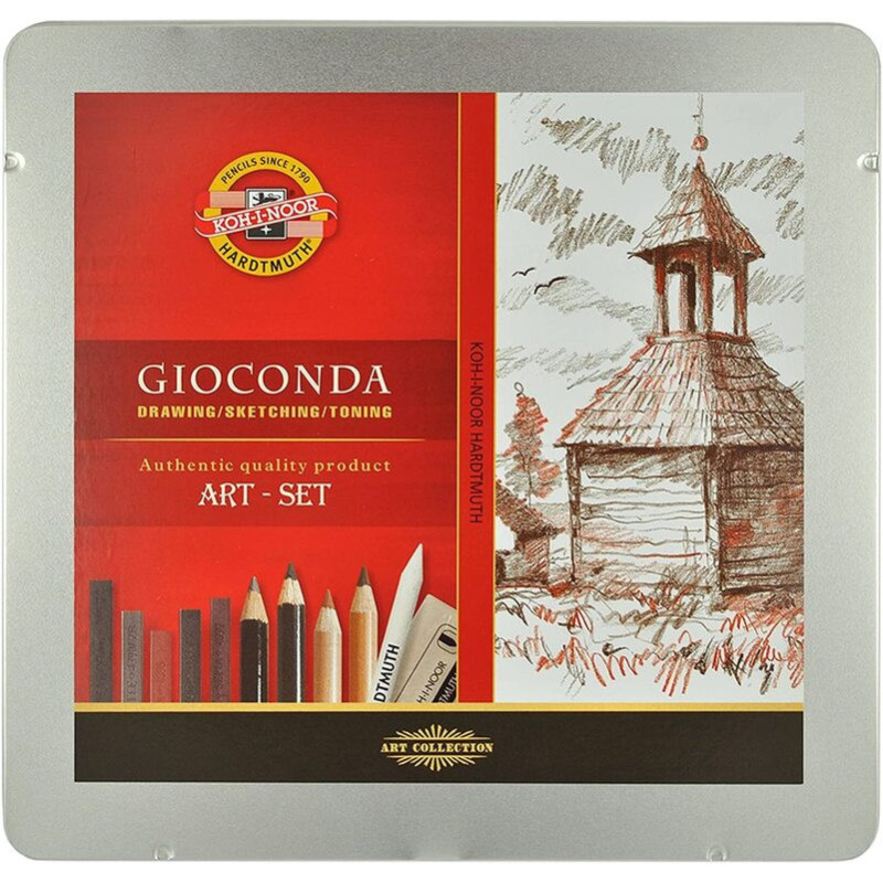 JUEGO KOH-I-NOOR GIOCONDA DRAWING 8899 ART SET 24 PZAS TIZA, PASTEL CARBONCILLO MCH