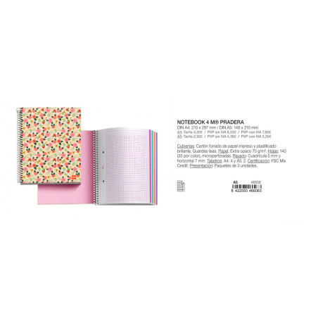 CUADERNO EUROPEAN A5 140 CLA MIQUELRIUS18 PRADERA DIN A5: 148 X 210 MM 46606
