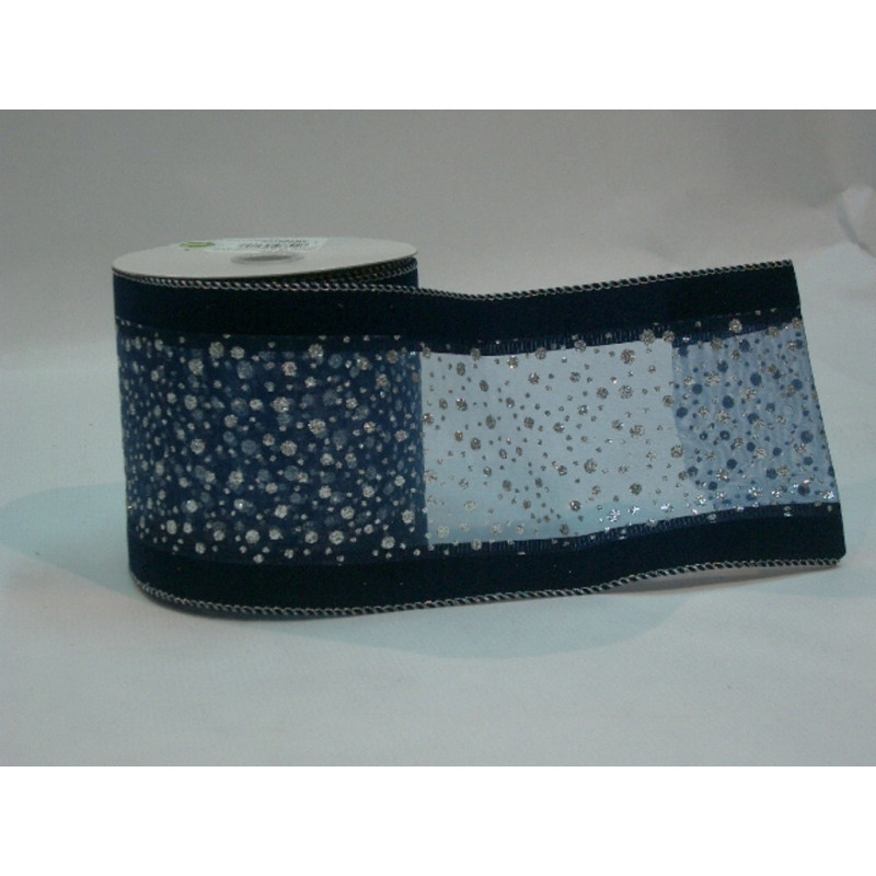 CINTA REGALO SEDA TERCIOPELO AZUL PLATA 100MM 10YD 58498109 ^