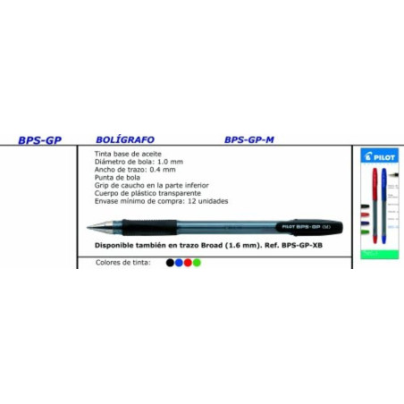 BOLIGRAFO PILOT BPS-GP ROJO C/12U