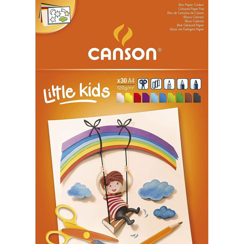 BLOC CANSON PAPEL COLORES LITTLE KIDS 120G A-4 30H C400015600