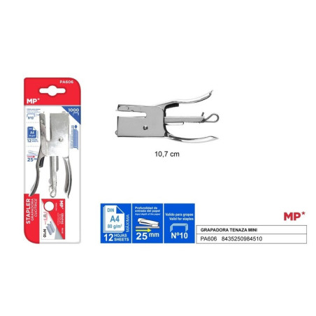 TENAZA MADRID PAPEL METAL MINI CROMADA GRAPA Nº 10 PA606