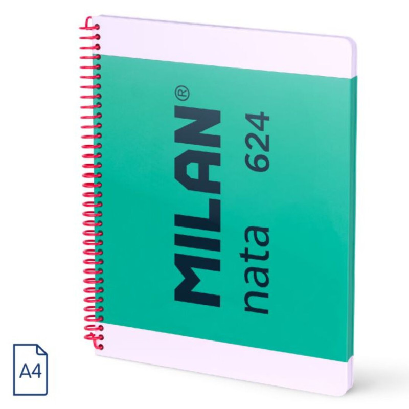 CUADERNO EUROPEAN MILAN A4 PAPEL CUADRO 5*5 80HOJAS DE 95G NATA 624 VERDE 57043E80GR