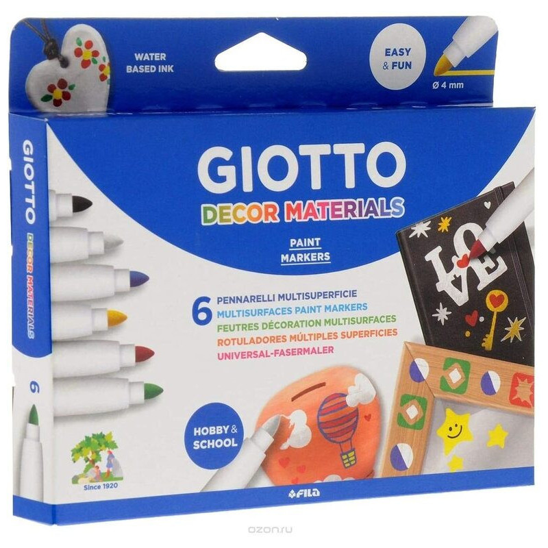 ROTULADOR GIOTTO DECOR MULTISUPERFICIES 6 COL 453300 FILA