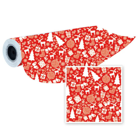 PAPEL REGALO EUROPRICE NAVIDAD CASA DE LA ABUELA - ROJO 62CM IG7706