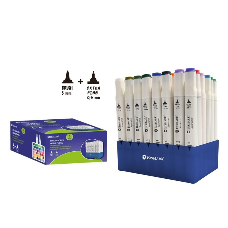 ROTULADOR BISMARK DOBLE PUNTA PINCEL FINELINER 48 COLORES C/SOPORTE 331980 POESSA