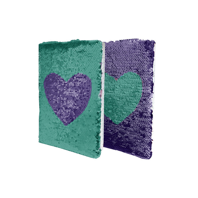 CUADERNO A5 80H DMM TAPA LENTEJUELAS LILA VERDE DMM0053 LV