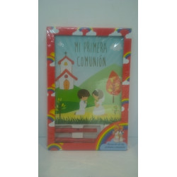 CONJUNTO LIBRO COMUNION IGLESIA UNISEX ROJO + JUEGO BOLI PLUMA LEBER ROJO 10411-03