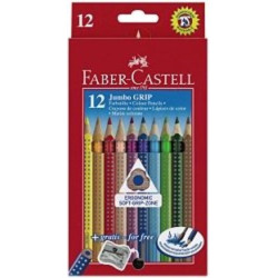 LAPIZ FABER-CASTELL TRIANGULAR JUMBO GRIP 12 COLORES CAJA CARTON 110912 ^