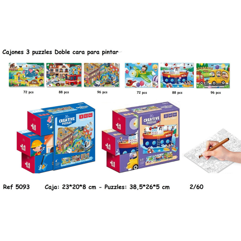 CAJONES 3 PUZZLES PARA PINTAR 5093 SORT21