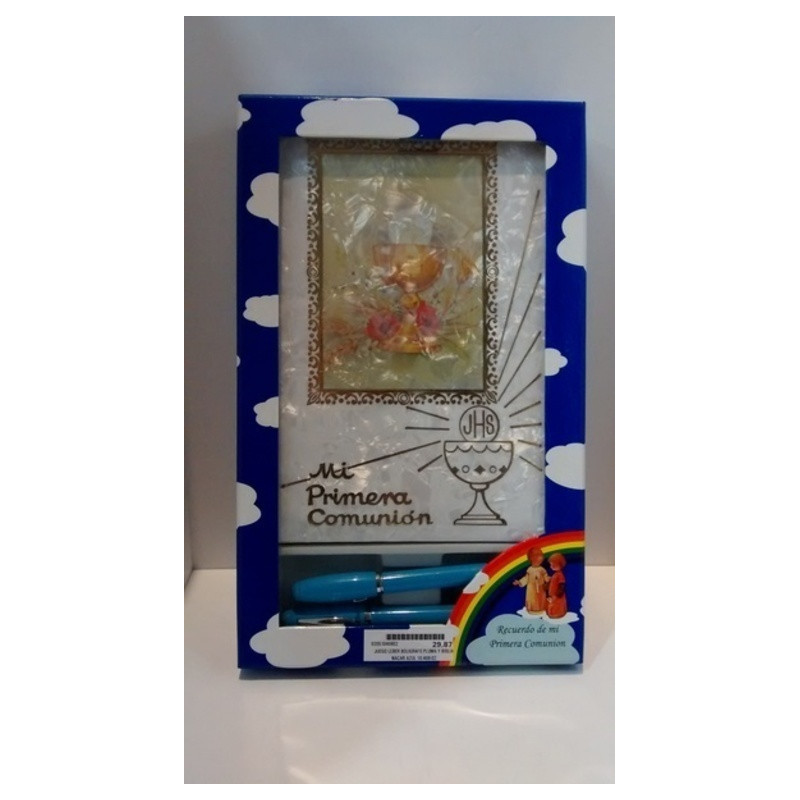 JUEGO LEBER BOLIGRAFO PLUMA Y BIBLIA NACAR AZUL 10.406-02