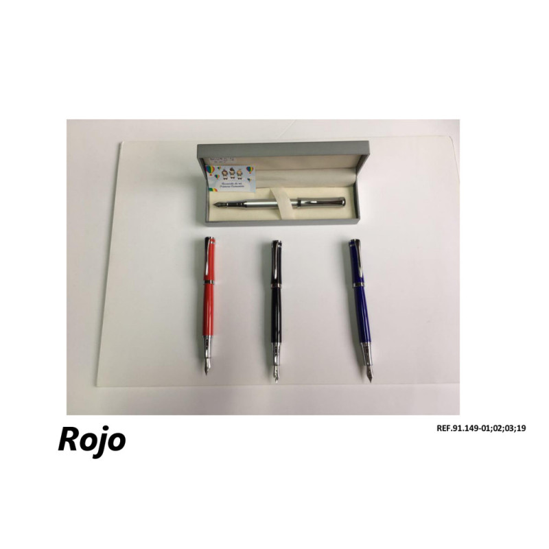 PLUMA LEBER METAL LACA BOTON NEGRO ESTUCHE 91.149-03 ROJO